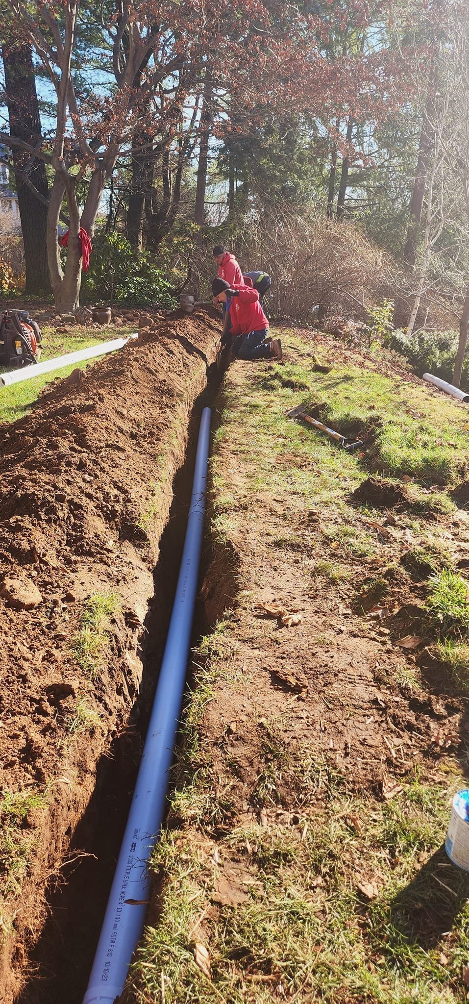 Site preparation and drainage work on a Connecticut property by Lorenzo's Landscaping
